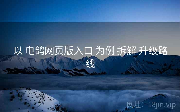 以 电鸽网页版入口 为例 拆解 升级路线